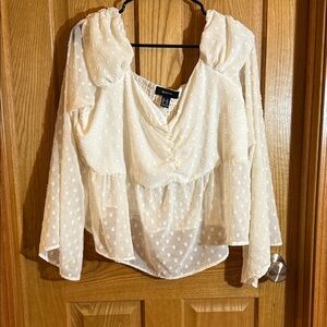 Forever 21 Cream Polka Dot Blouse
